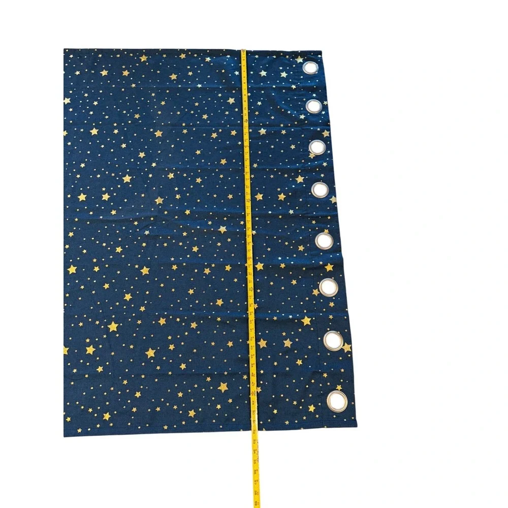 Navy Blue Gold Star Grommet‎ Curtain Panel 52x63 Celestial Kids Room Nursery